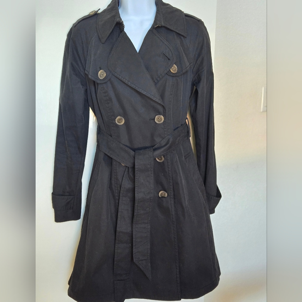 Gryphon Double-Breasted Black Trench Coat